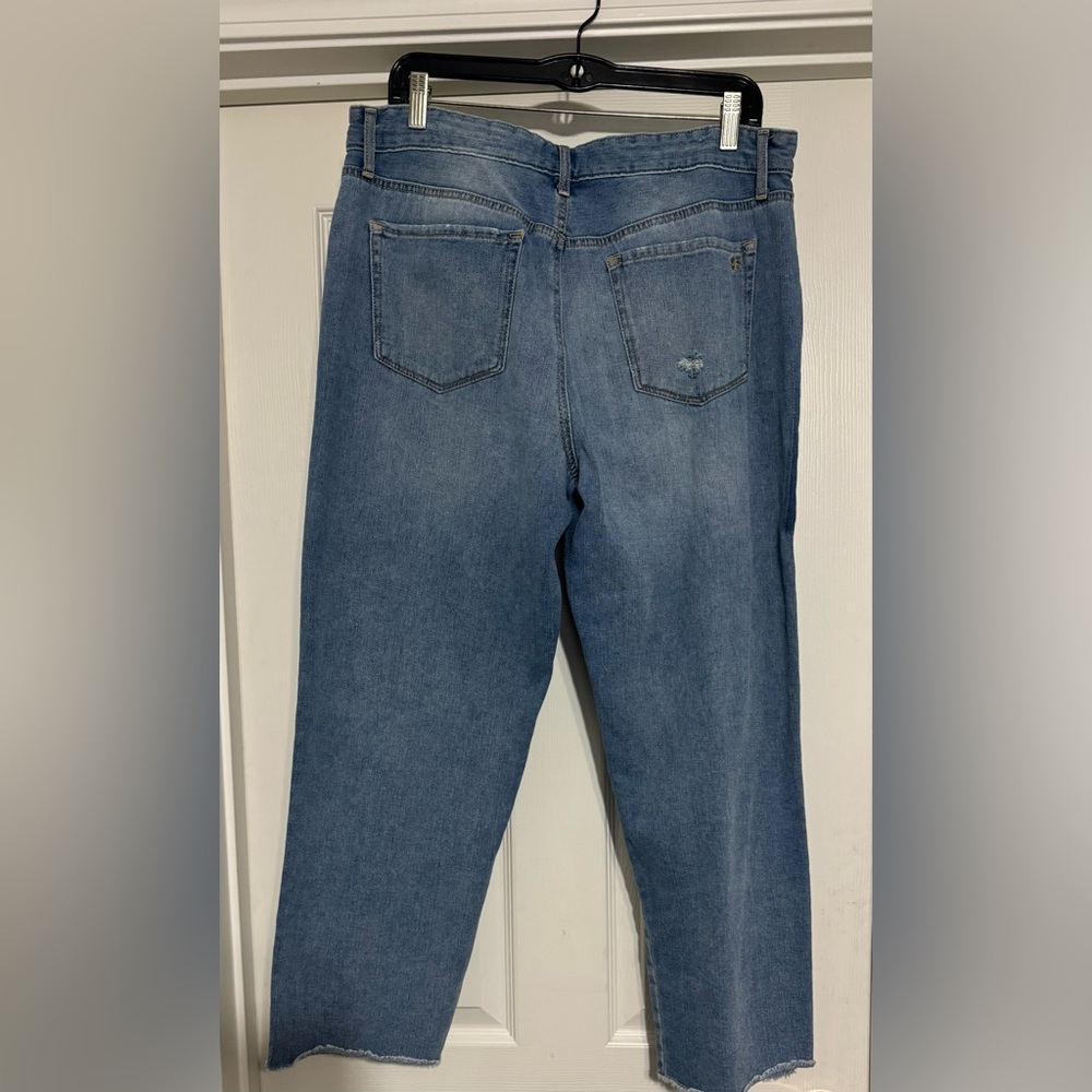 Jessica Simpson Blue Patchwork Cropped Jeans - image 2